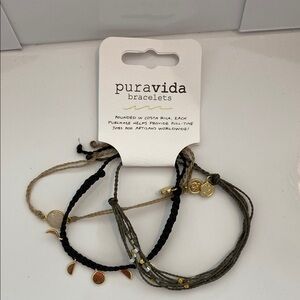 Pura Vida Bracelets Set - Black and Gray